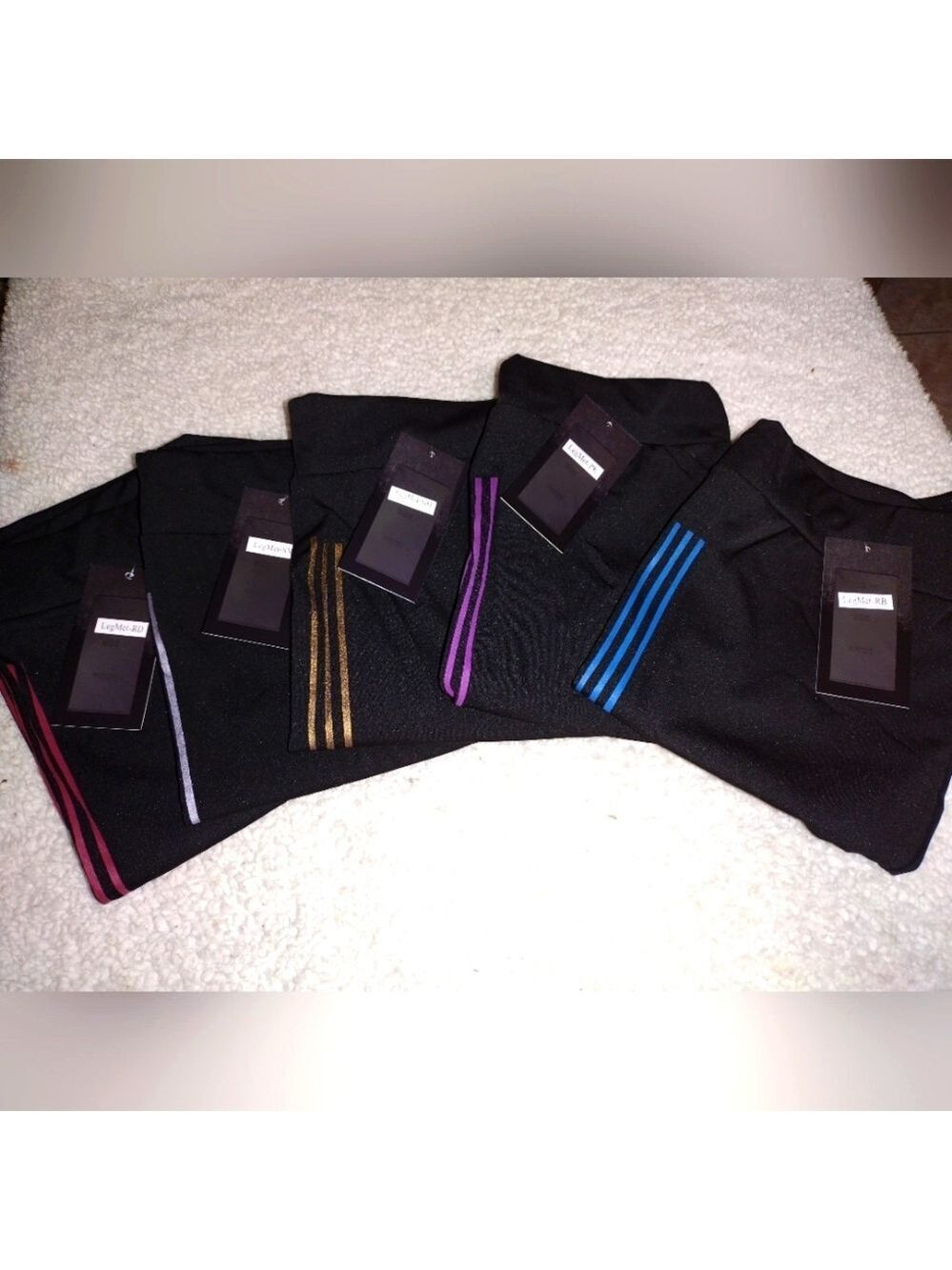 5 pairs of leggings FIT S-XL different colored stripes NWT